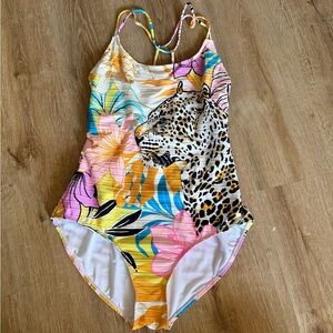 No Boundaries Colorful Leopard Print Women’s One Piece Swimsuit XL